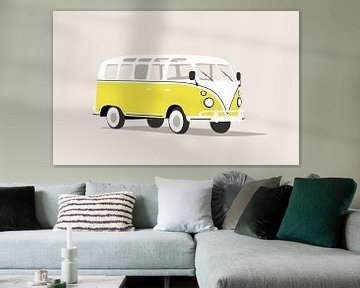 Geel volkswagen busje van Studio Miloa