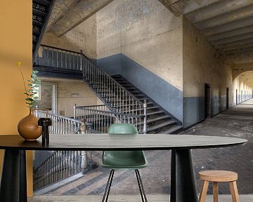 Barracks Corridor with Staircase by Roman Robroek - Photos of Abandoned Buildings