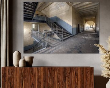 Barracks Corridor with Staircase by Roman Robroek - Photos of Abandoned Buildings