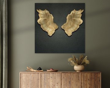 Stilleven van vleugels op een grijze textuur van Arjen Roos