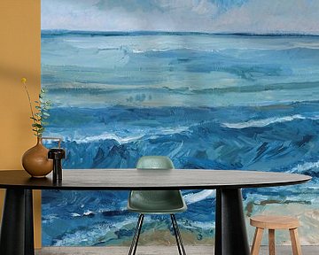 Zeegezicht (strand Noord-Holland) van Tanja Koelemij