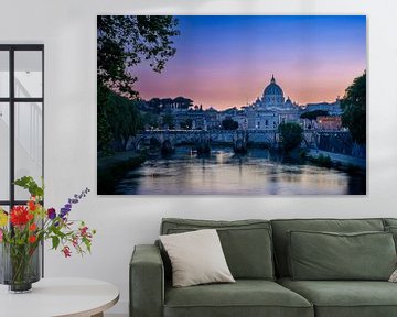 The Angel Bridge and St. Peter's Basilica at sunset