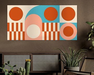 Retro geometry in pink, orange, blue and white by Dina Dankers