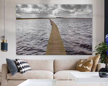 Wooden jetty across the lake in Roegwold, Groningen by Marc Venema