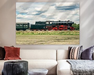 Locomotive de train à vapeur traversant la campagne sur Sjoerd van der Wal Photographie