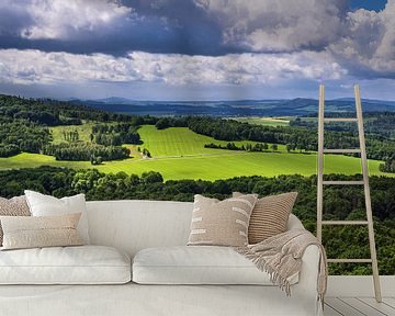 Uitzicht op het landschap bij Görli vanaf het Königshain-gebergte van Rico Ködder