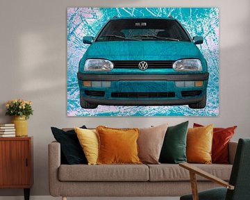 VW Golf 3 Art Car in gebroken lichtblauw