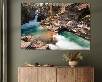 St Mary waterfalls in Glacier N.P. by Antwan Janssen