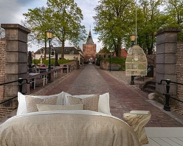 Elburg zicht op de Vischpoort van Meindert Marinus