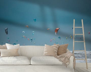 Kitesurfers, uitzicht op Scheveningen vanuit Noordwijk van Yanuschka | Fotografie Noordwijk