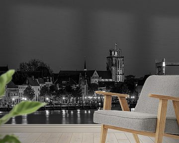Dordrecht in the evening - Groothoofd and the Grote Kerk in black and white by Tux Photography