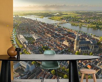 Kampen panorama van boven tijdens een lente avond van Sjoerd van der Wal Fotografie