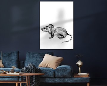 Poster mouse - petting zoo - nursery - black and white by Studio Tosca