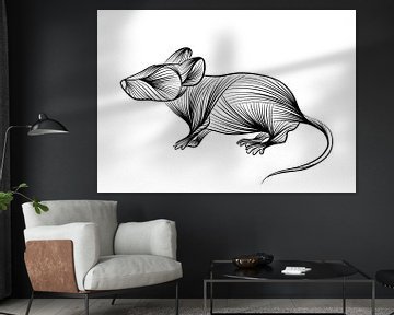 Poster mouse - black and white - farm - nursery by Studio Tosca