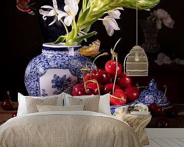 Still life 'Cherries in a teacup' by Willy Sengers