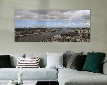 Panorama op westelijk havengebied Amsterdam van Peter Bartelings