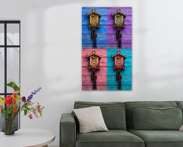 Cuckoo clocks pop art by Jürgen Wiesler