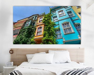 Colorful houses in Balat in Istanbul, Turkey by Jessica Lokker