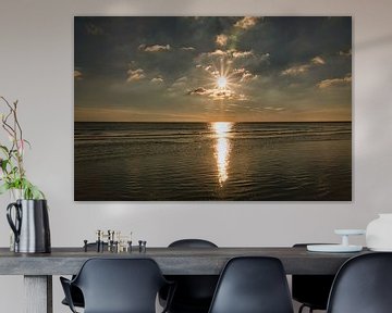 On the beach of Blåvand at sunset by the sea by Martin Köbsch