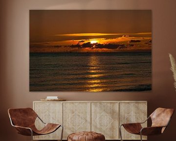 On the beach of Blåvand at sunset by the sea by Martin Köbsch