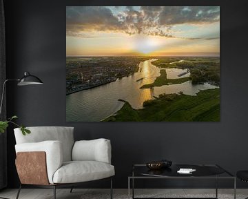 Kampen springtime sunset panoramic bird's eye view by Sjoerd van der Wal Photography