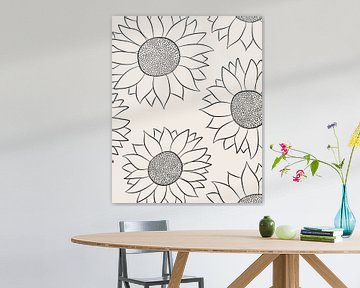 Sunflowers in lines on beige background by Studio Miloa