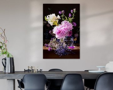 Still life 'Mey peony and lavender' by Willy Sengers