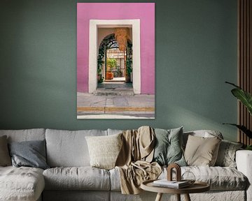 Mexico deur met roze muur I Reis Fotografie