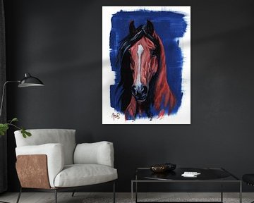 Paard in blauw van Annemarie ten Hacken