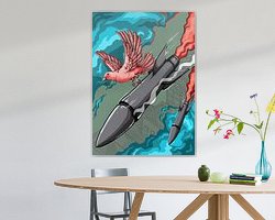 Voorbeeld van het werk in een kamer