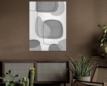 Abstrakte Formen mit Linien, Grautöne von Studio Miloa