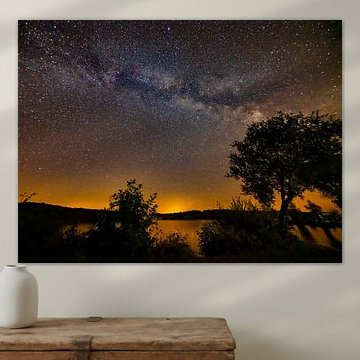 the Milky Way over a mountain lake