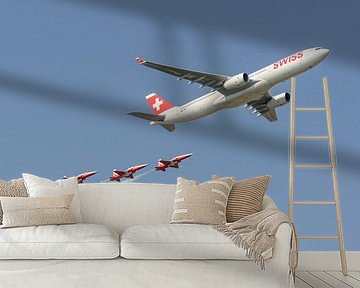Swiss Airbus A330 zusammen mit der Patrouille de Suisse. von Jaap van den Berg