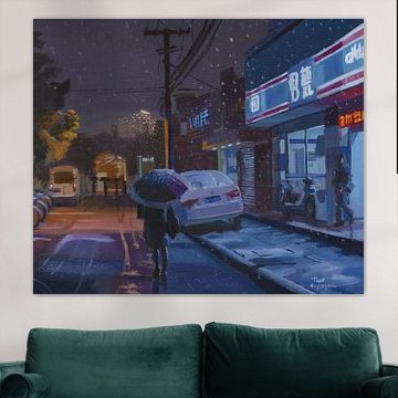 Stadt in der Abendmalerei