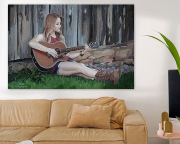 Dame mit Gitarre Gemälde