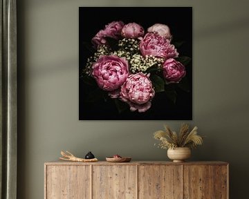 Bouquet de pivoines romantiques sur marlika art