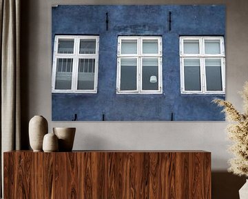 Blauw huis met witte ramen, Deense architectuur van Karijn | Fine art Natuur en Reis Fotografie
