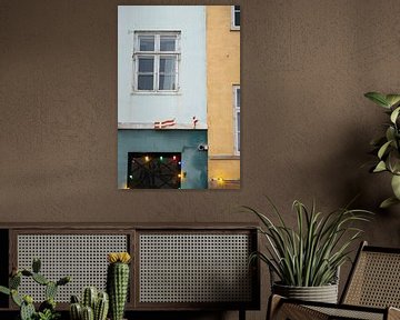 Groene en geel kleuren huizen in Kopenhagen van Karijn | Fine art Natuur en Reis Fotografie