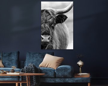 Black and white portrait - Scottish Highlander by Ellis Peeters